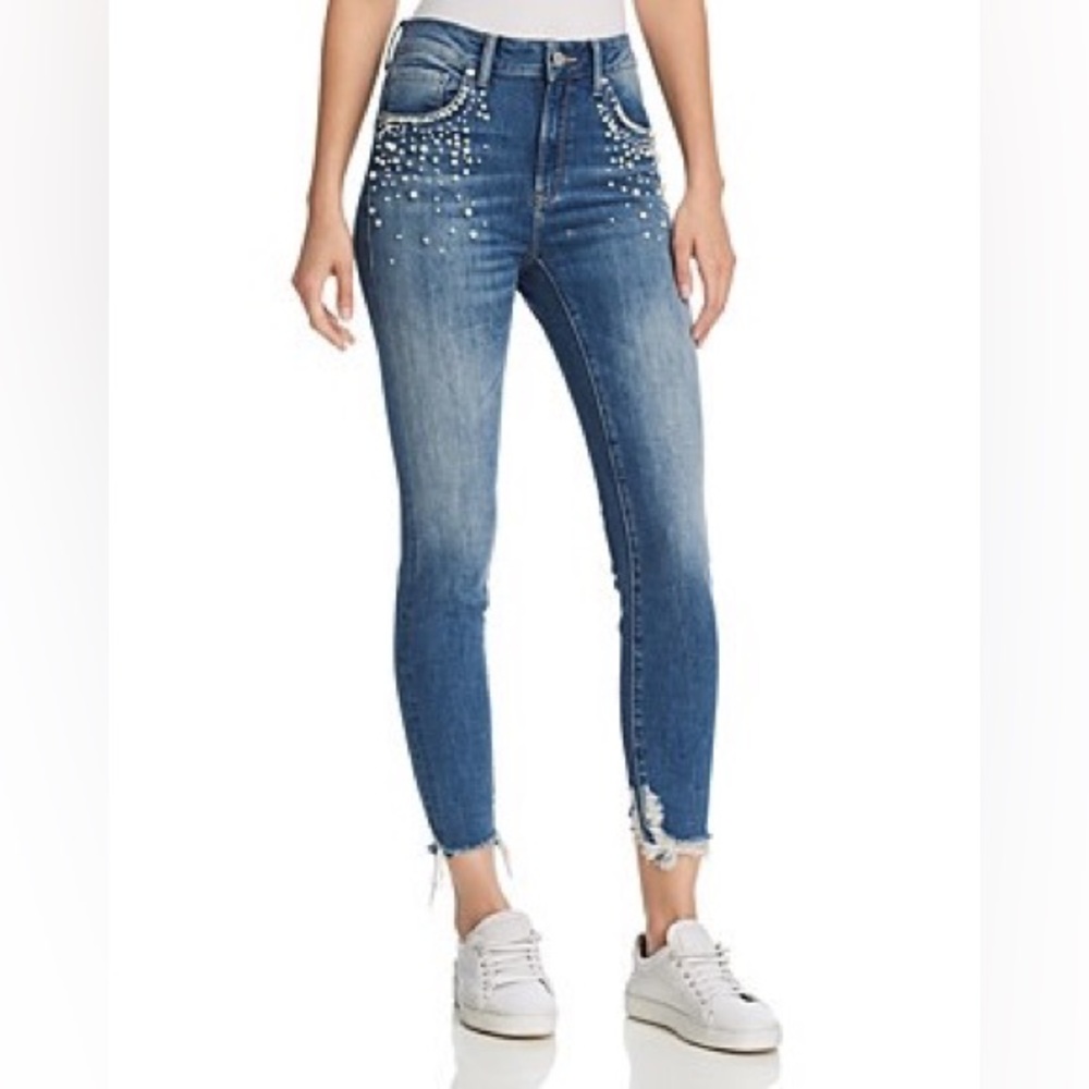 NWOT Mavi Tess Embellished High Rise Skinny Jeans in Indigo Pearl size 25